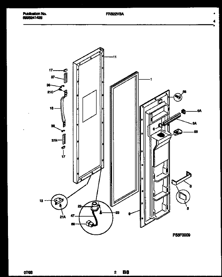 FREEZER DOOR PARTS Diagram and Parts List for FRS22VSAD0  Frigidaire Refrigerator