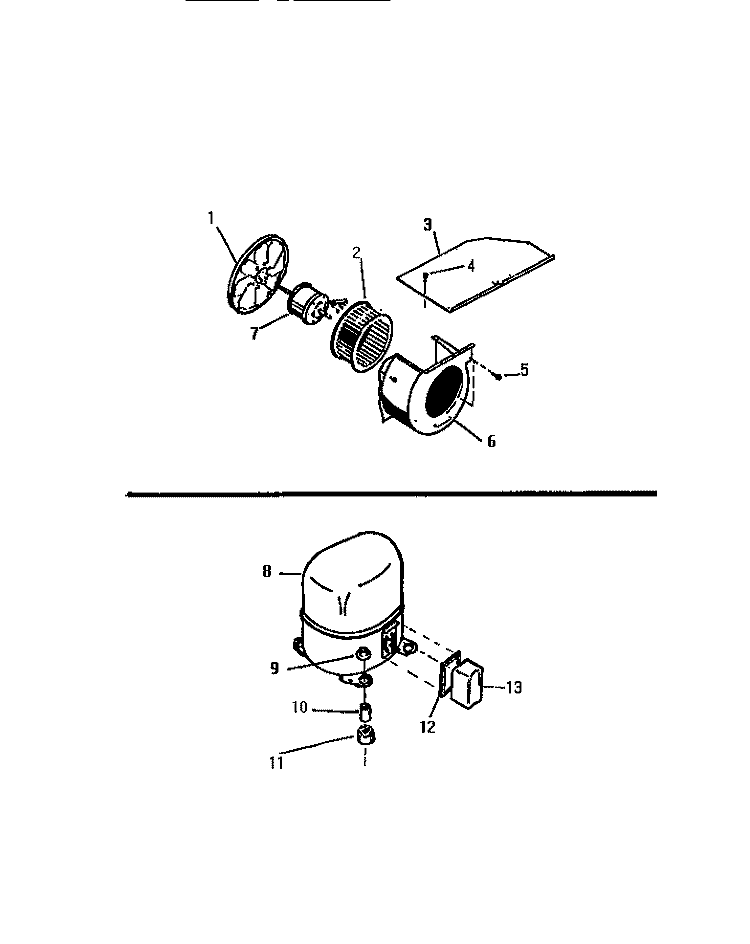 AIR HANDLING PARTS, COMPRESSOR Diagram and Parts List for MH521B2SA  Kelvinator Air Conditioner