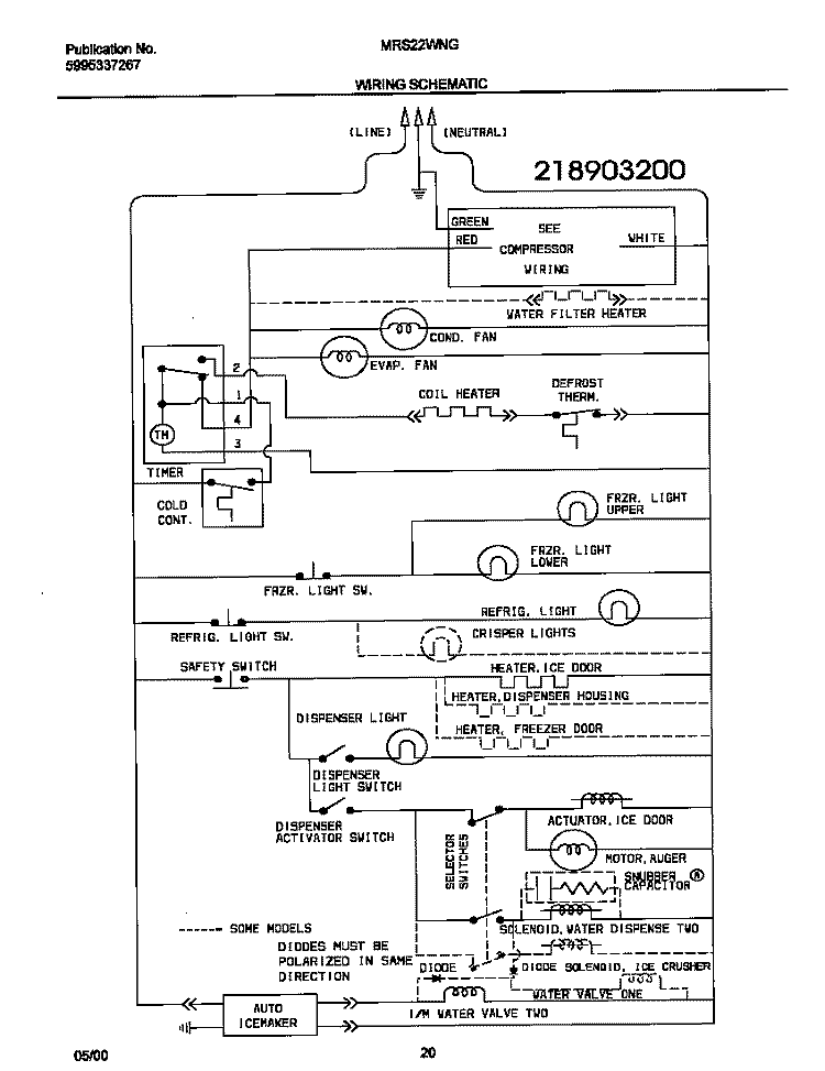 WIRING DIAGRAM Diagram and Parts List for MRS22WNGD6  Frigidaire Refrigerator