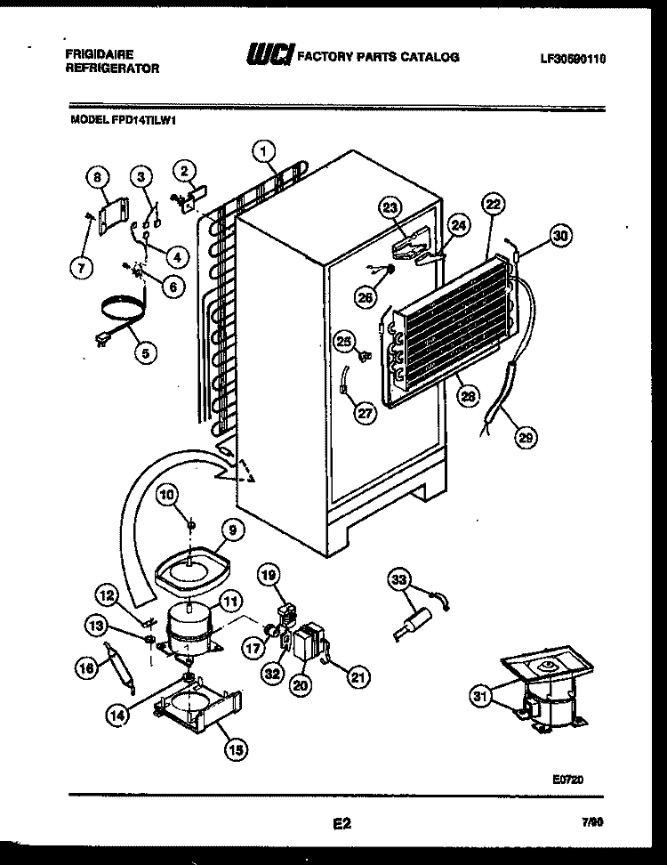 SYSTEM AND AUTOMATIC DEFROST PARTS Diagram and Parts List for FPD14TILH1  Frigidaire Refrigerator