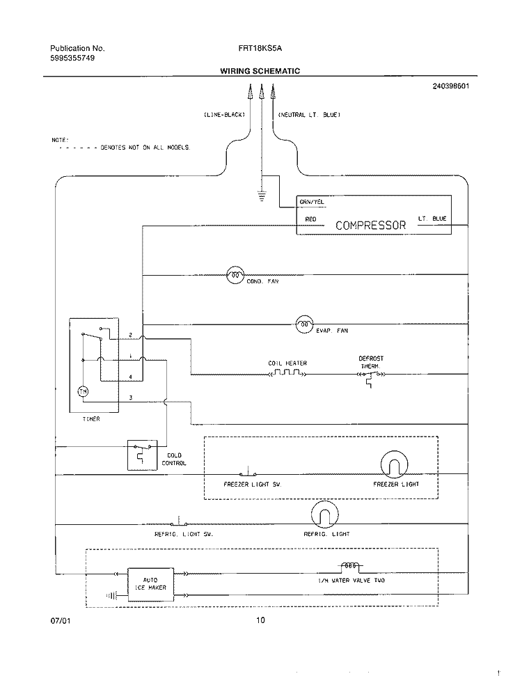 WIRING SCHEMATIC Diagram and Parts List for FRT18KS5AQ0  Frigidaire Refrigerator