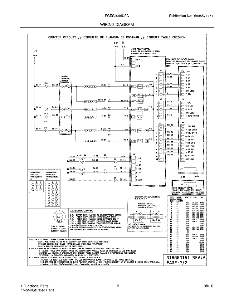 WIRING DIAGRAM Diagram and Parts List for FGES3065KFC  Frigidaire Wall Oven