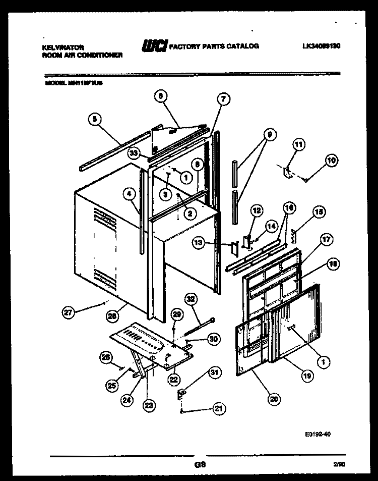 CABINET AND INSTALLATION PARTS Diagram and Parts List for MH110F1UB  Kelvinator Air Conditioner