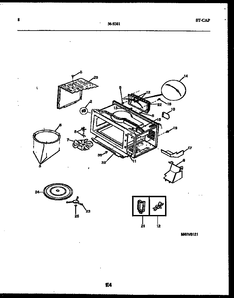 WRAPPER AND BODY PARTS Diagram and Parts List for 56-9381-00-03  Tappan Microwave