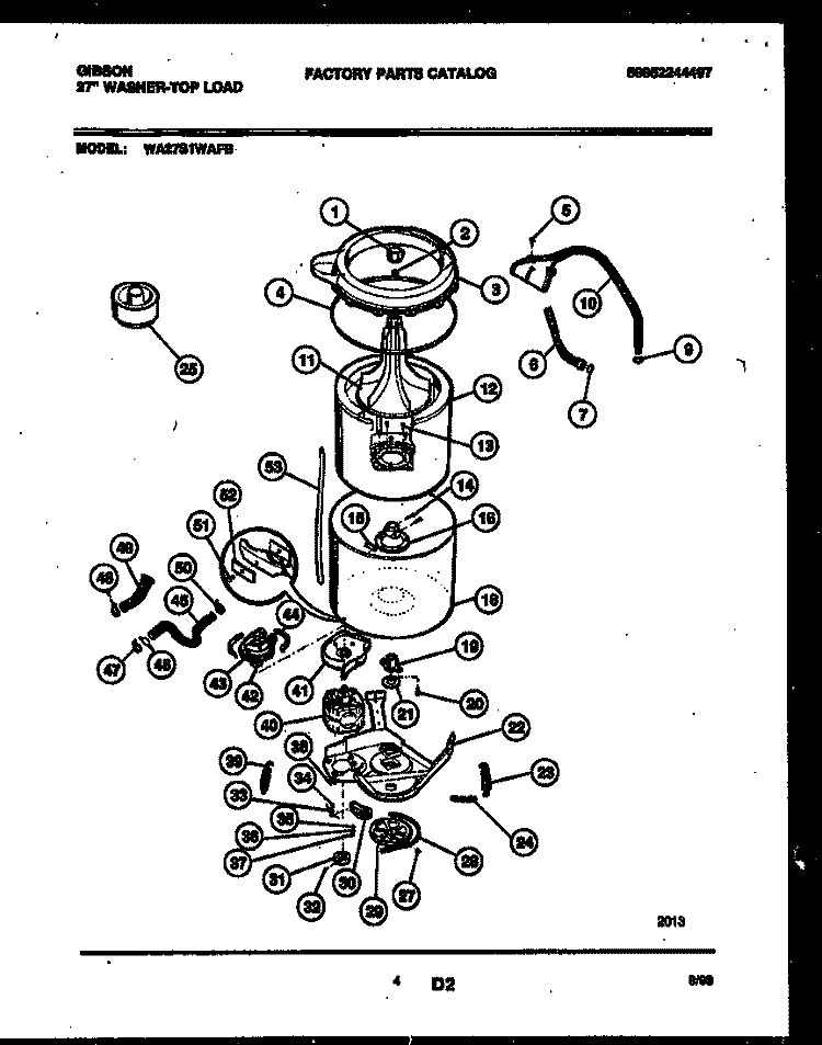 TUB DETAIL Diagram and Parts List for WA27S1WAFB  Gibson Washer