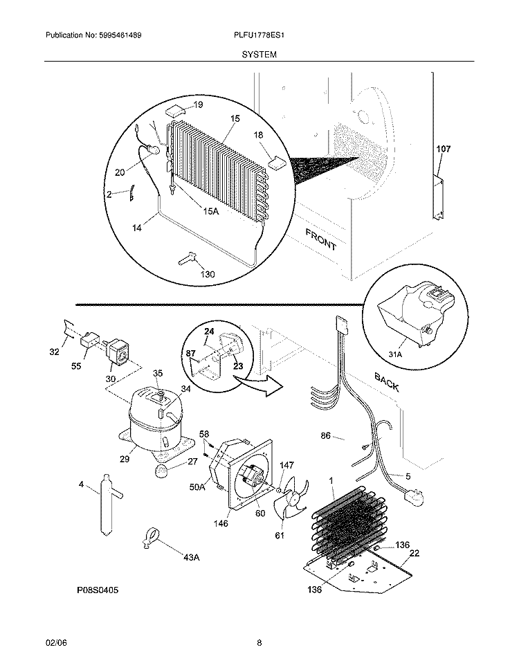 SYSTEM Diagram and Parts List for PLFU1778ES1  Frigidaire Freezer
