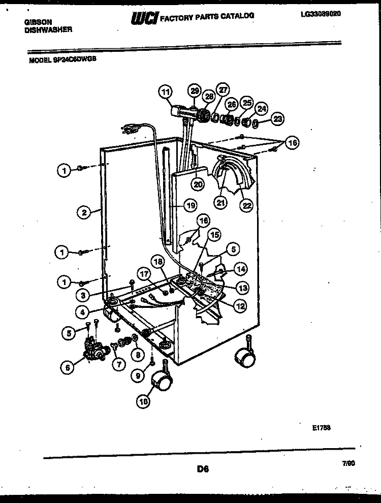 CABINET PARTS Diagram and Parts List for SP24C6DWGB  Gibson Dishwasher