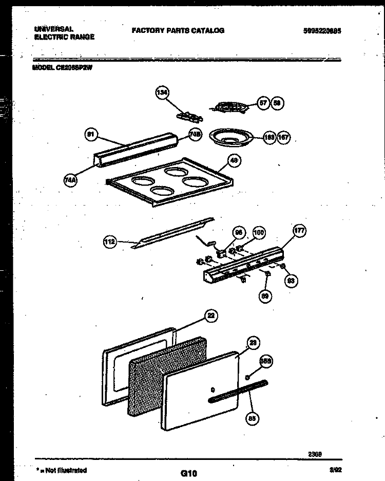 COOKTOP, BACKGUARD AND DOOR PARTS Diagram and Parts List for CE206SP2W-00  Uni Cooktop
