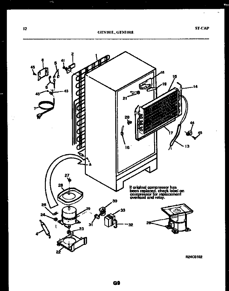 SYSTEM AND AUTOMATIC DEFROST PARTS Diagram and Parts List for GTN181BL0  Frigidaire Refrigerator