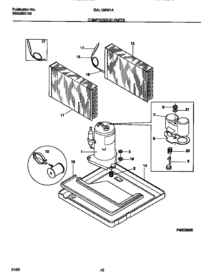 COMPRESSOR PARTS Diagram and Parts List for GAL128W1A2  Gibson Air Conditioner