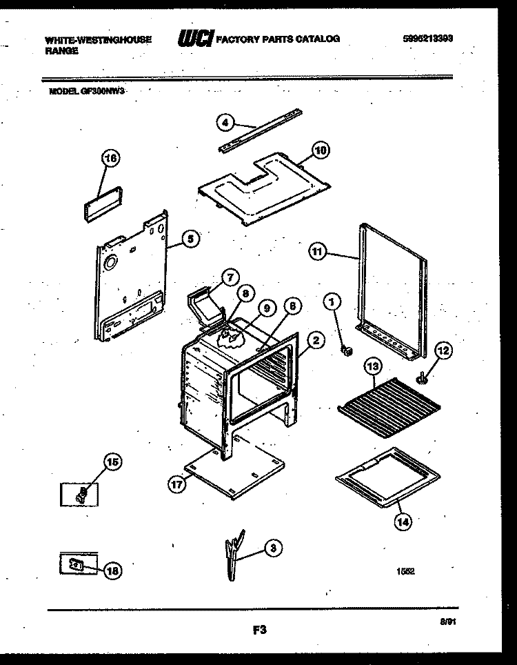BODY PARTS Diagram and Parts List for GF300NW3  Frigidaire Range
