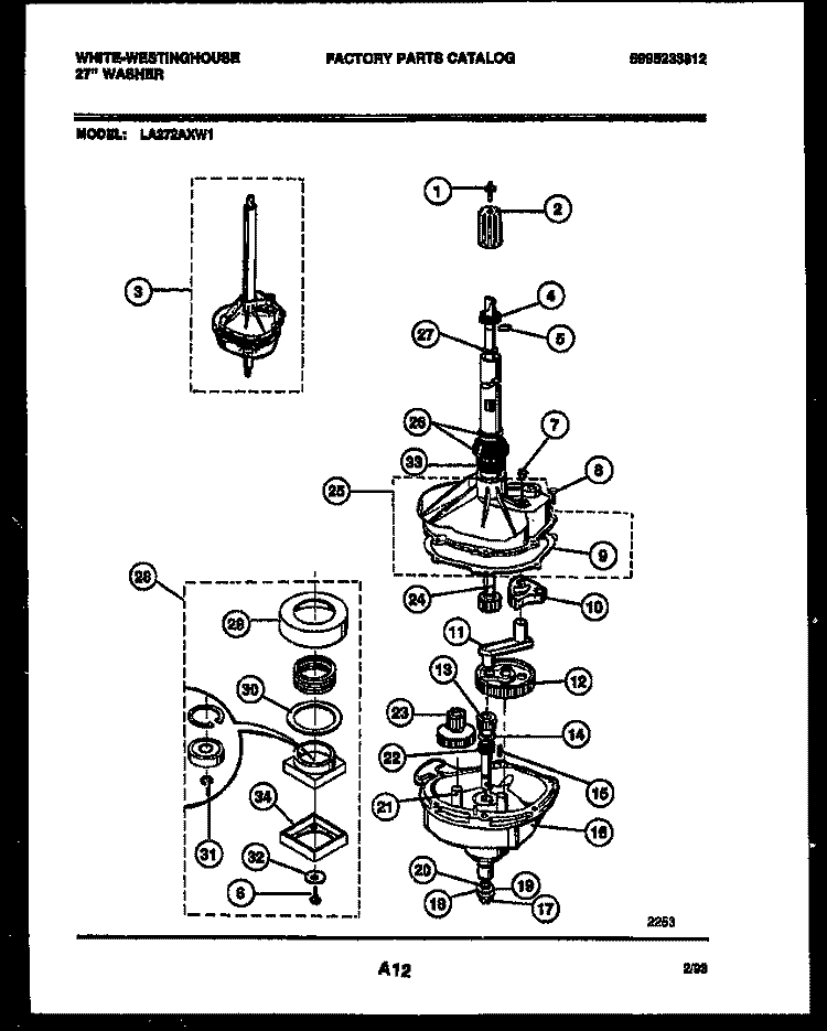 TRANSMISSION PARTS Diagram and Parts List for LA272AXW1  Frigidaire Washer
