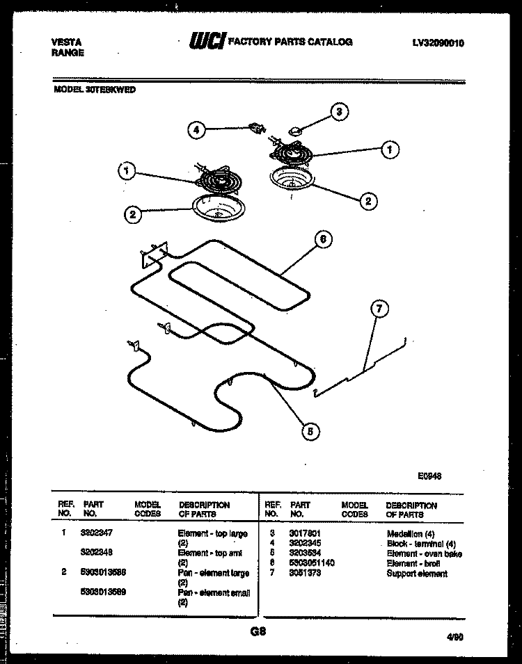 BROILER PARTS Diagram and Parts List for 30TESKWED1  Tappan Range