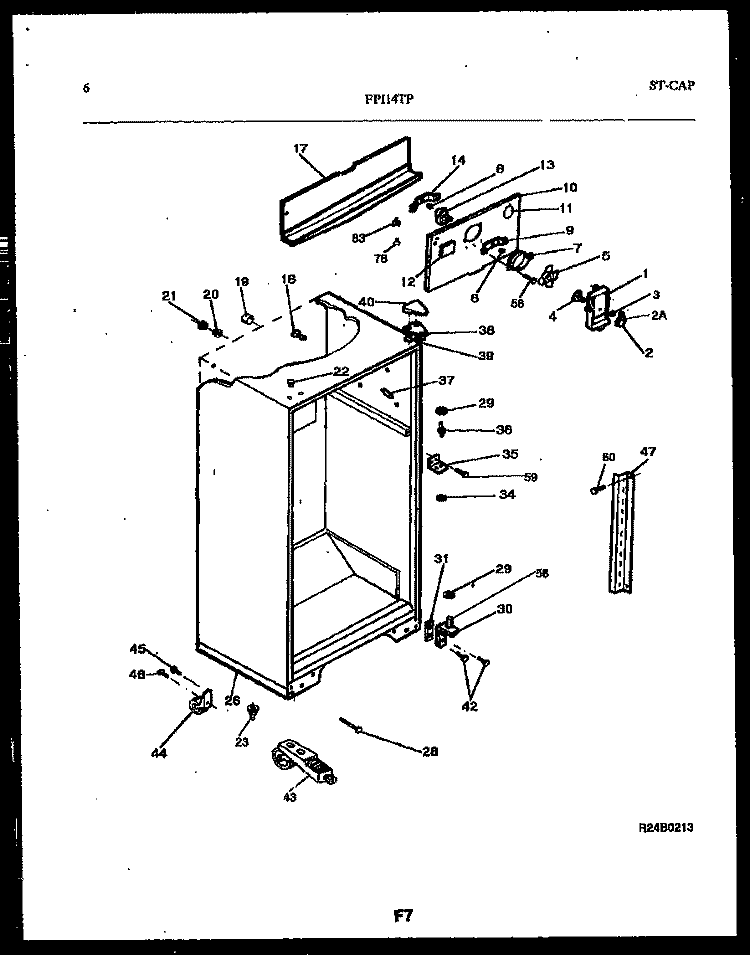 CABINET PARTS Diagram and Parts List for FPI14TPH0  Frigidaire Refrigerator