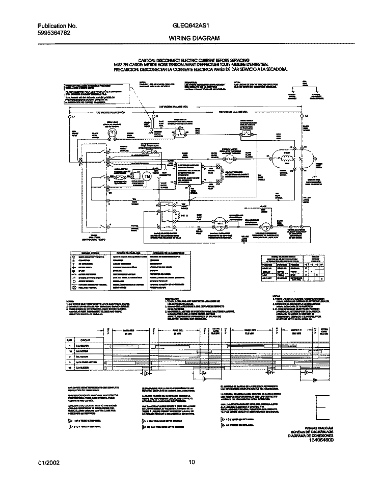 134064800 WIRING DIAGRAM Diagram and Parts List for GLEQ642AS1  Frigidaire Dryer