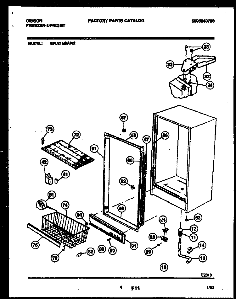 CABINET PARTS Diagram and Parts List for GFU21M9AW2  Gibson Freezer