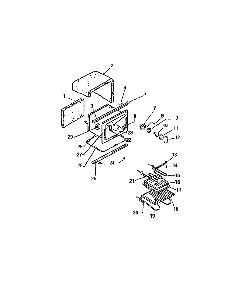 OVEN CAVITY Diagram and Parts List for REP307CD3  Kelvinator Wall Oven