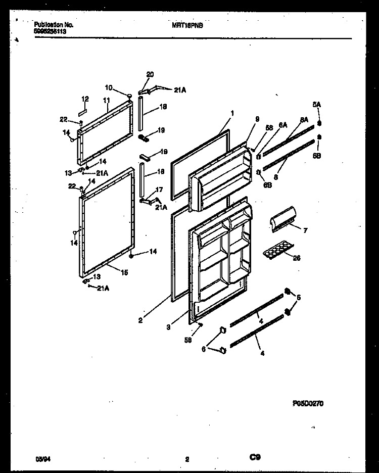 DOOR PARTS Diagram and Parts List for MRT18PNBW0/Z0  Frigidaire Refrigerator