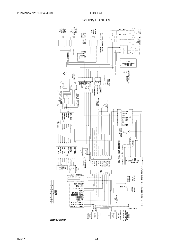 WIRING DIAGRAM Diagram and Parts List for FRS3R5ESB1  Frigidaire Refrigerator