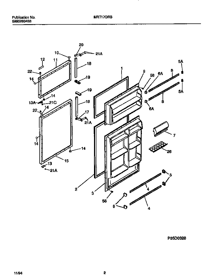 DOOR Diagram and Parts List for MRT17DRBD2  Frigidaire Refrigerator