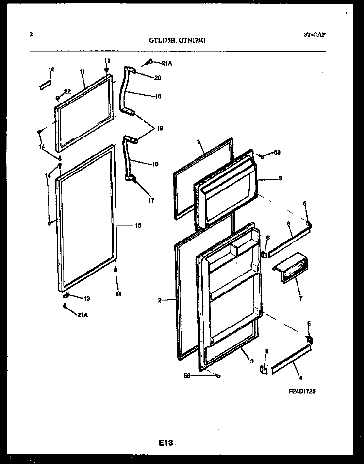DOOR PARTS Diagram and Parts List for GTL175HH4  Frigidaire Refrigerator