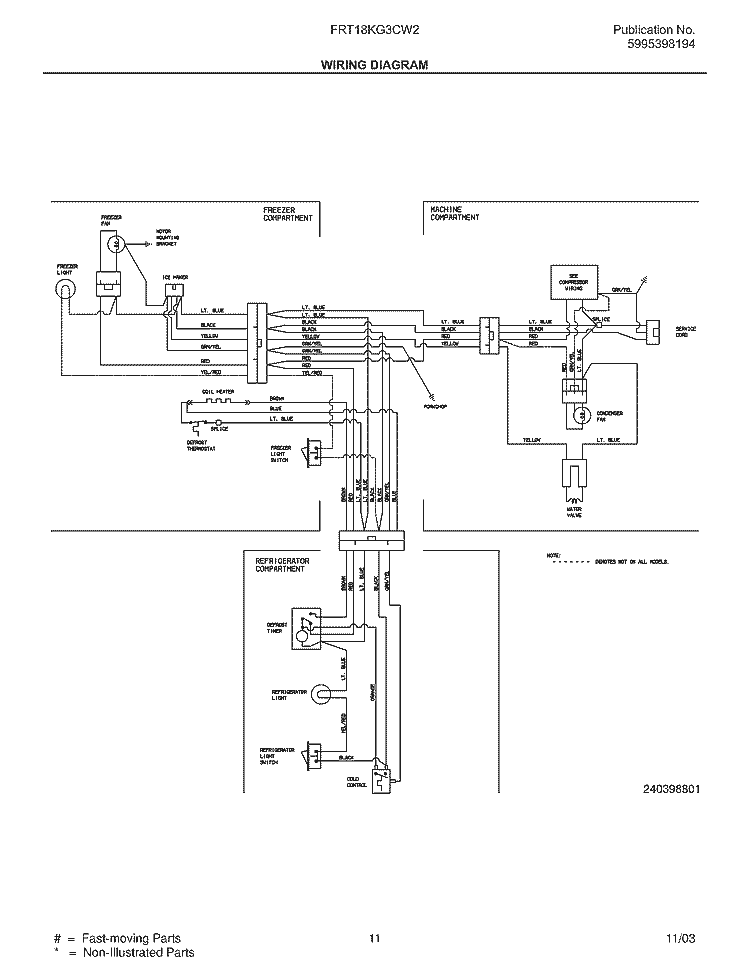 WIRING DIAGRAM Diagram and Parts List for FRT18KG3CW2  Frigidaire Refrigerator