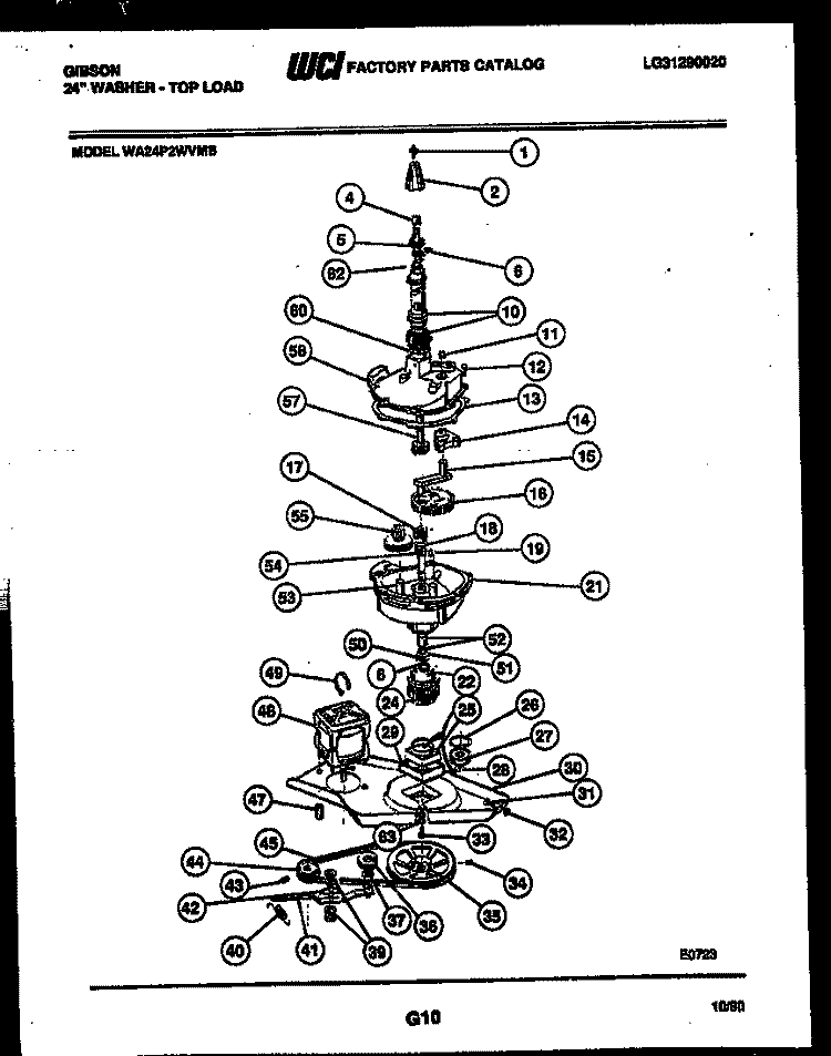 TRANSMISSION PARTS Diagram and Parts List for WA24P2WVMB  Gibson Washer