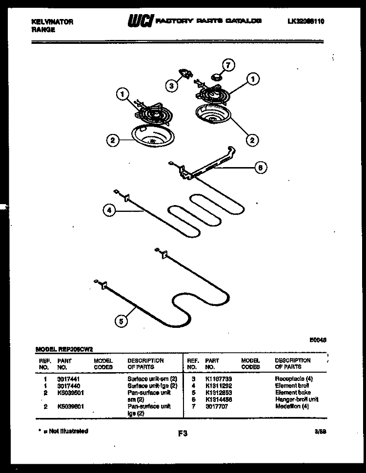 BROILER PARTS Diagram and Parts List for REP306CV2  Kelvinator Range