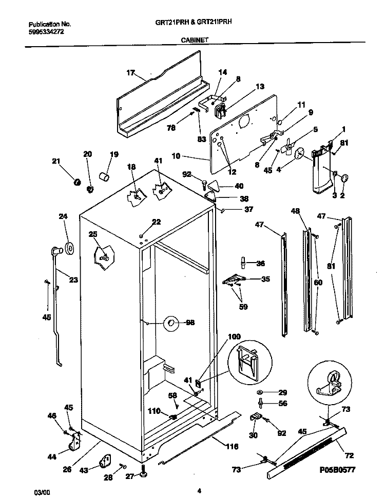 CABINET Diagram and Parts List for GRT21IPRHD5  Gibson Refrigerator