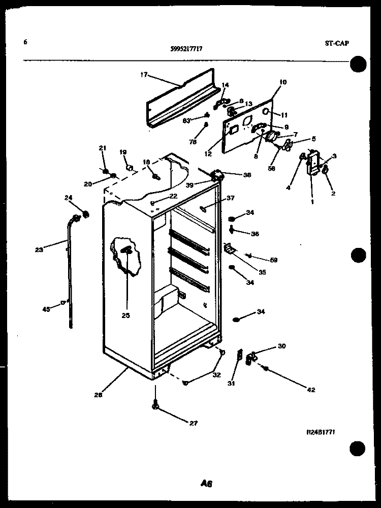 CABINET PARTS Diagram and Parts List for TPK160JN2W  Kelvinator Refrigerator
