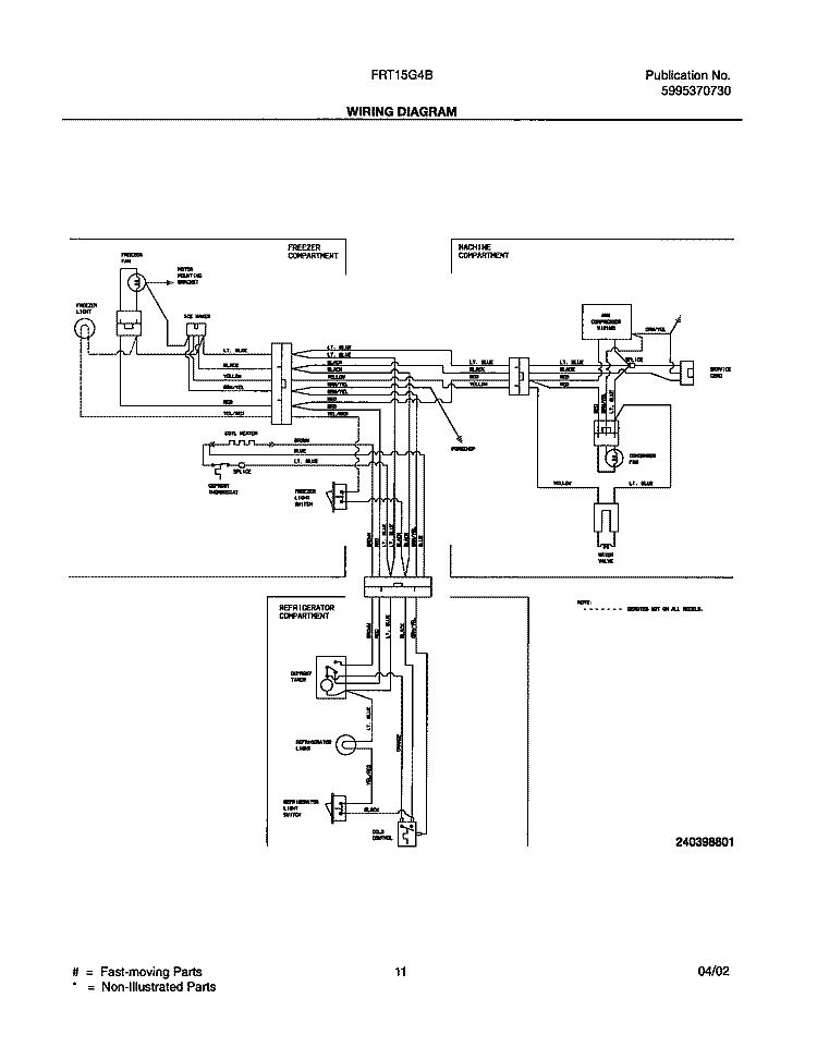 WIRING DIAGRAM Diagram and Parts List for FRT15G4BW0  Frigidaire Refrigerator
