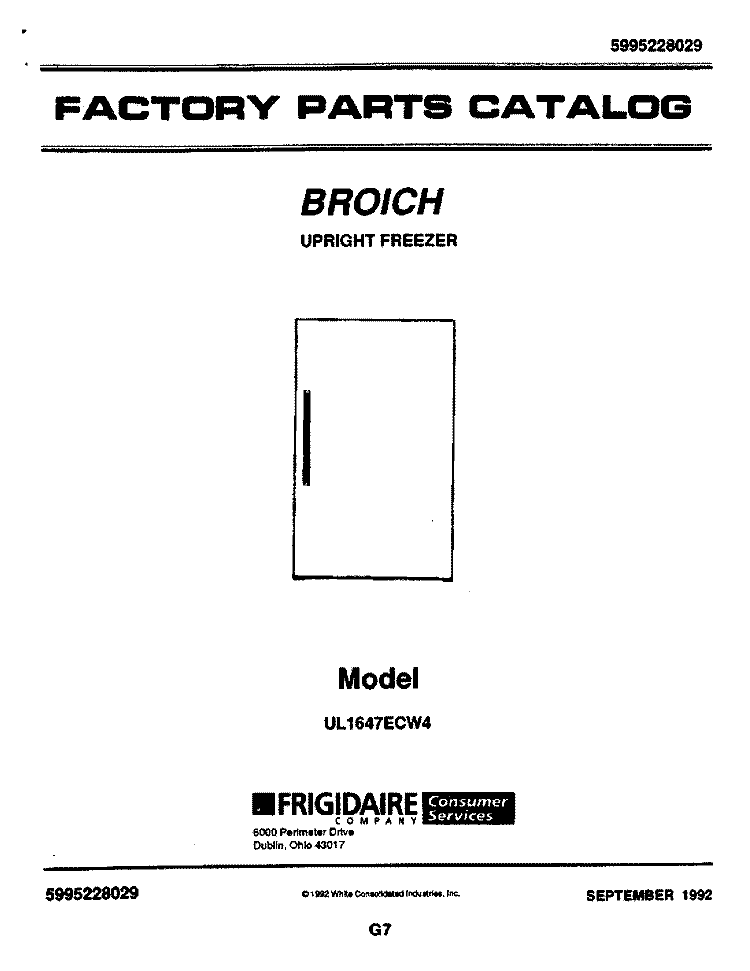 COVER Diagram and Parts List for UL1647ECW4  Frigidaire Freezer