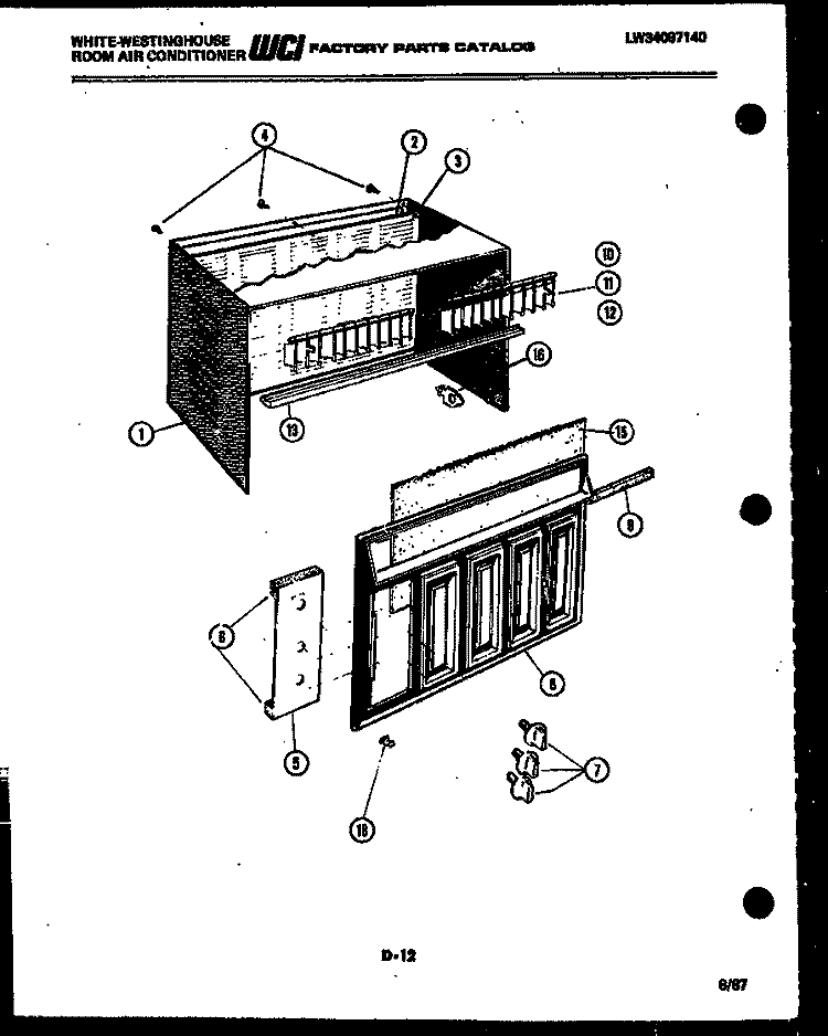 ELECTRICAL PARTS Diagram and Parts List for AH124K2T1  Frigidaire Air Conditioner