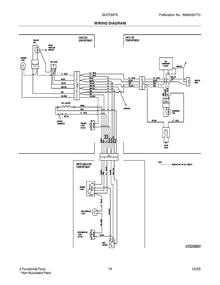 WIRING DIAGRAM Diagram and Parts List for GLRT86TEQ9  Frigidaire Refrigerator