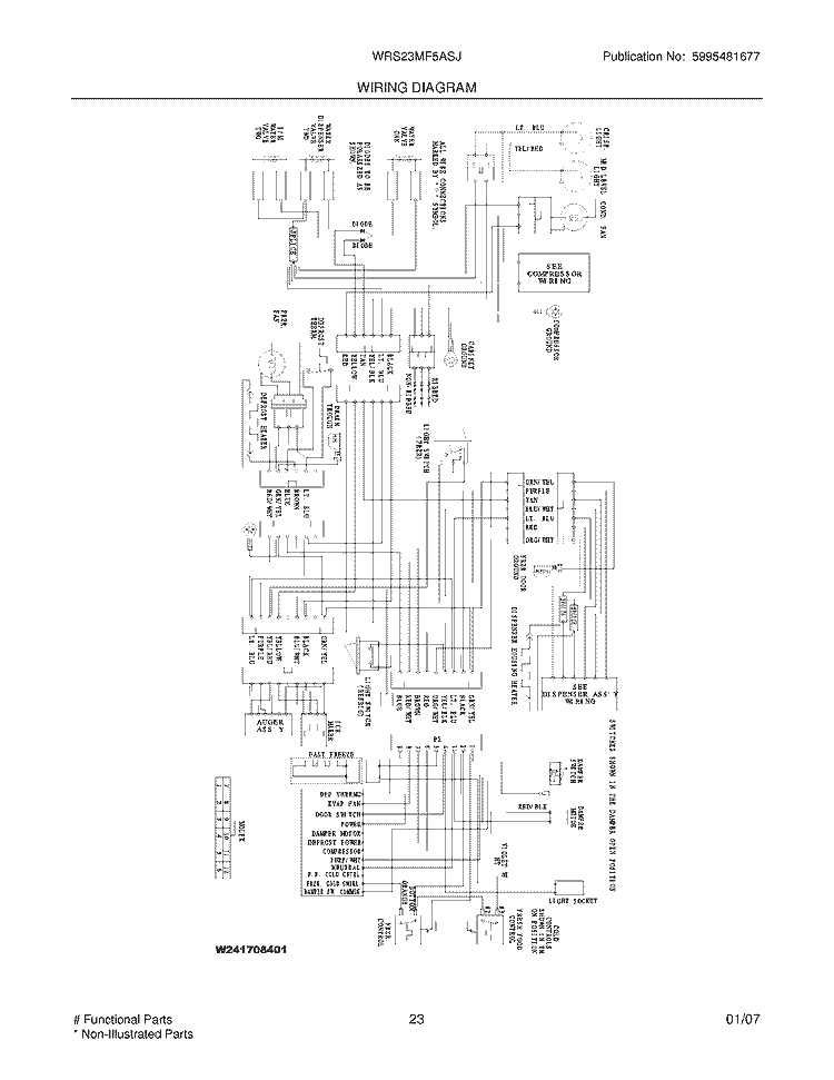 WIRING DIAGRAM Diagram and Parts List for WRS23MF5ASJ  Westinghouse Refrigerator