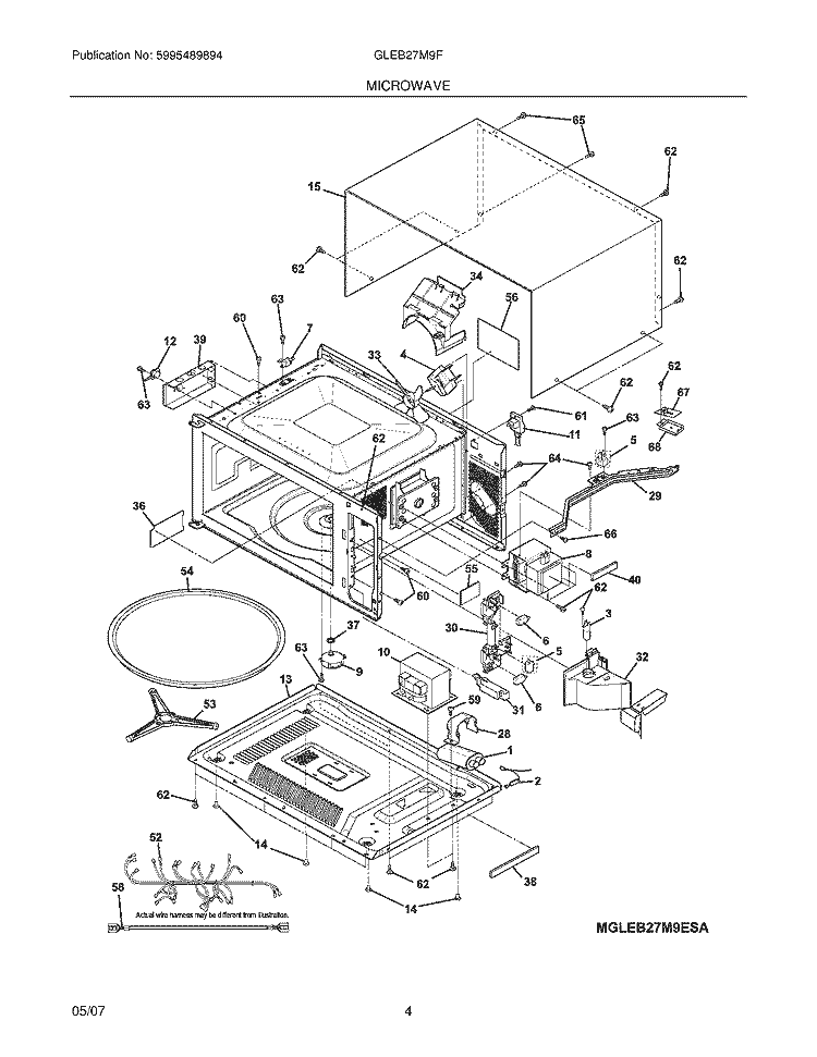 MICROWAVE Diagram and Parts List for GLEB27M9FQB  Frigidaire Microwave Oven Combo
