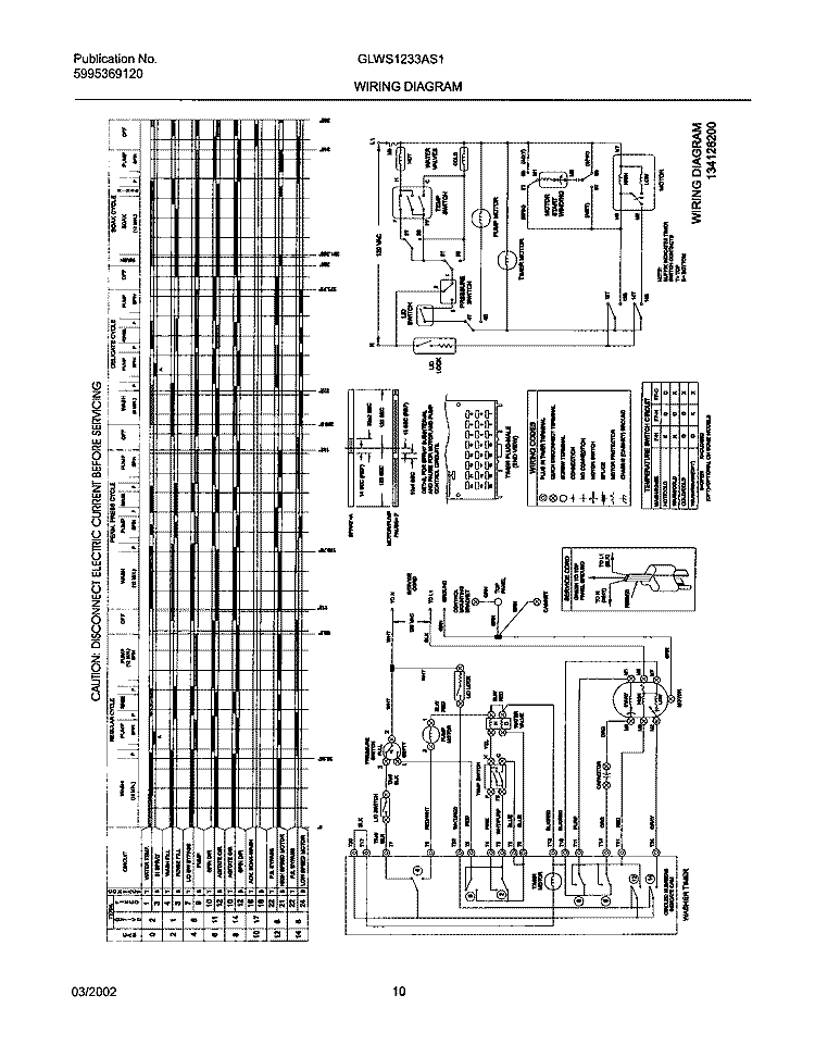 134126200 WIRING DIAGRAM Diagram and Parts List for GLWS1233AS1  Frigidaire Washer