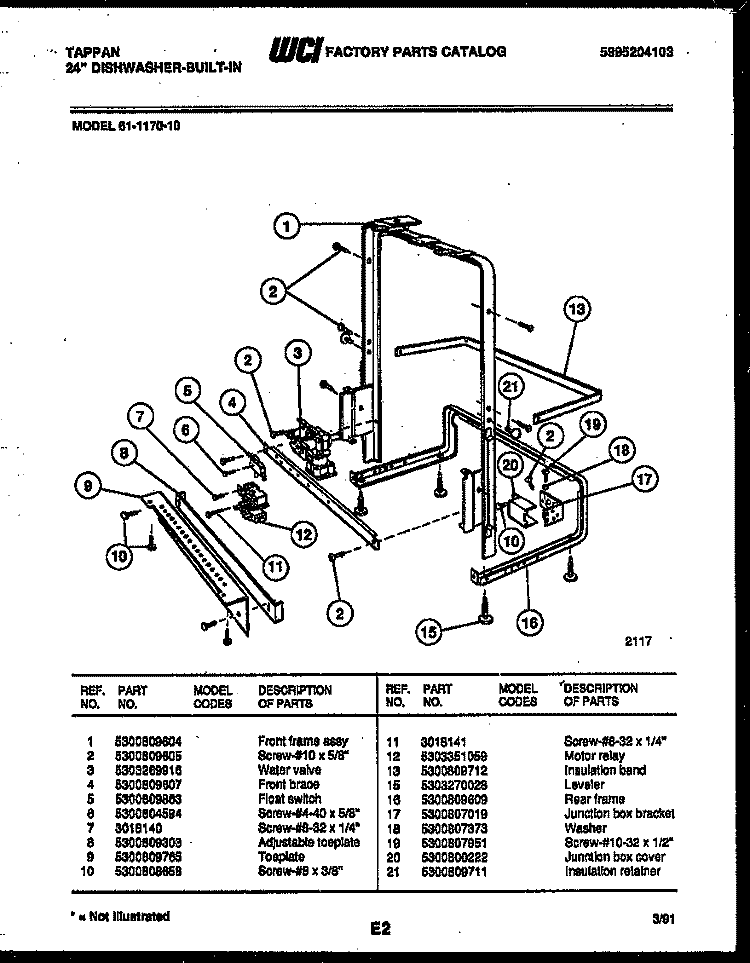 POWER DRY AND MOTOR PARTS Diagram and Parts List for 61-1170-00  Tappan Dishwasher