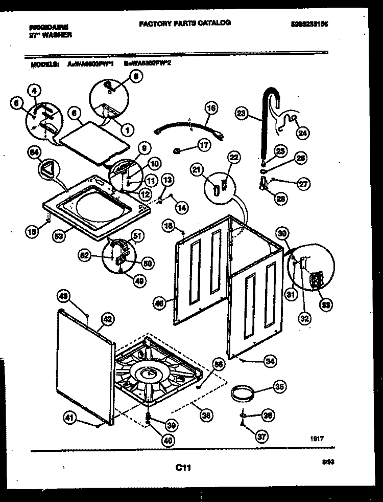 CABINET PARTS Diagram and Parts List for WA8800PW2  Frigidaire Washer