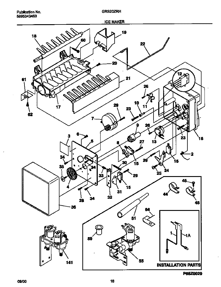 ICE MAKER Diagram and Parts List for GRS20ZRHW7  Gibson Refrigerator