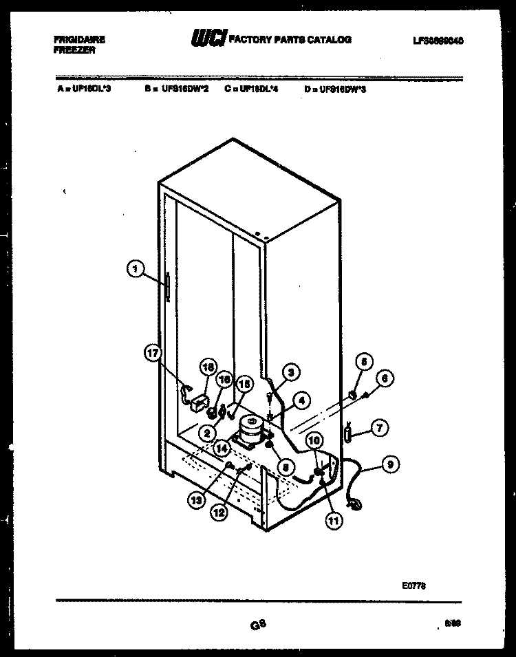 SYSTEM PARTS Diagram and Parts List for UF16DL3  Frigidaire Freezer