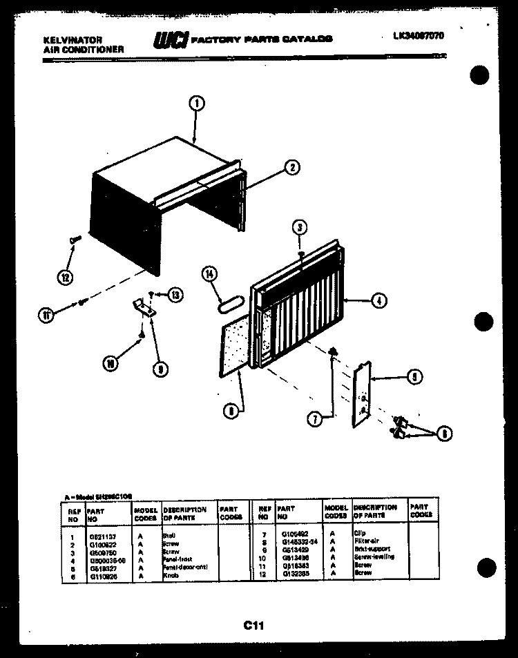 CABINET PARTS Diagram and Parts List for SH205C1QB  Kelvinator Air Conditioner