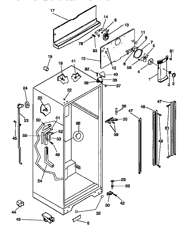 CABINET Diagram and Parts List for GRT18RRCD0  Gibson Refrigerator