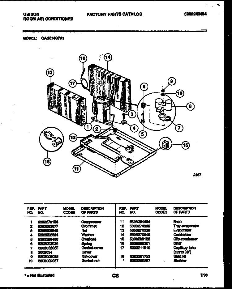 SYSTEM PARTS Diagram and Parts List for GAC074S7A1  Gibson Air Conditioner
