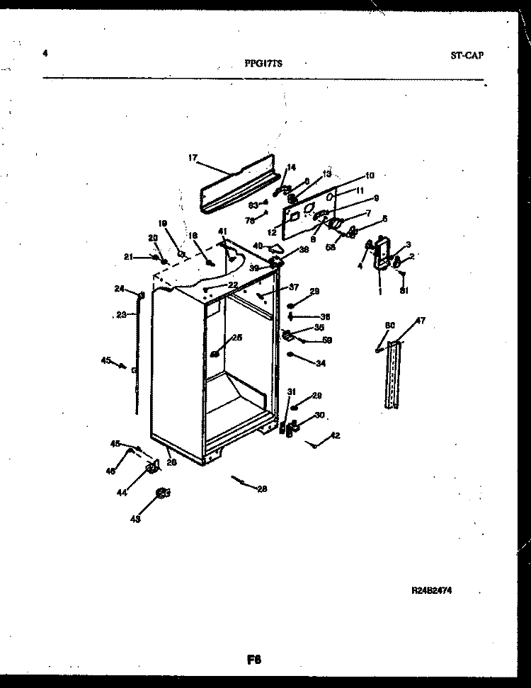 CABINET PARTS Diagram and Parts List for FPG17TSL0  Frigidaire Refrigerator
