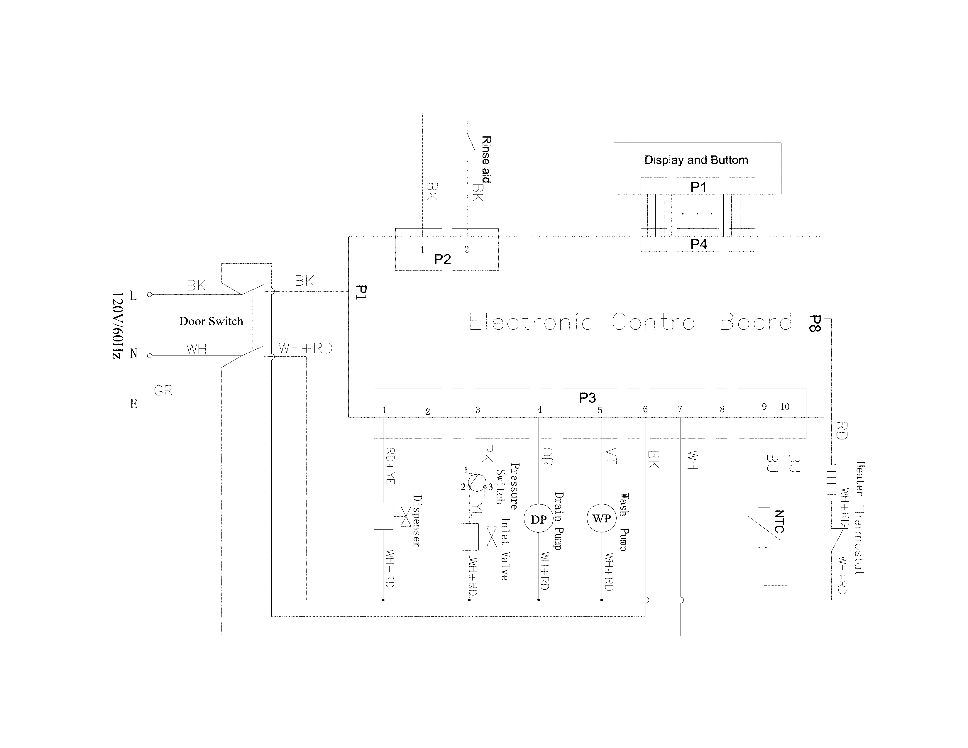 Wiring Diagram Diagram and Parts List for 58712339F01B  Kenmore Dishwasher