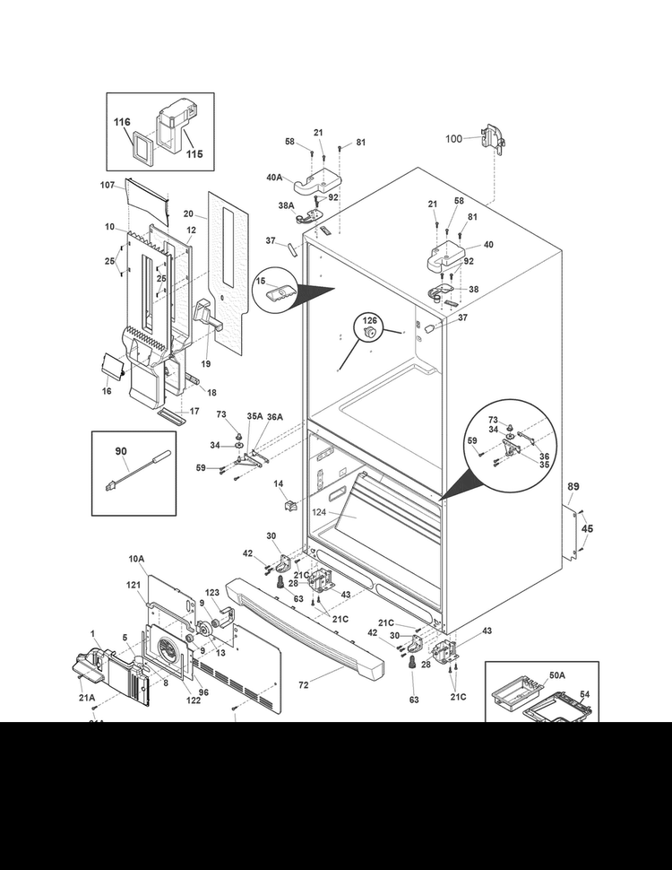 Cabinet Diagram and Parts List for EI23BC60KS7A  Electrolux Refrigerator