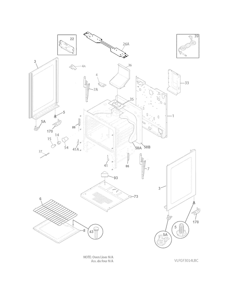 Body Diagram and Parts List for FFGF3049LSG  Frigidaire Range