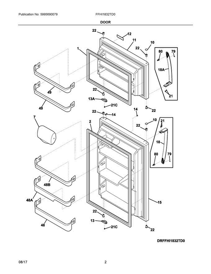 02 - Door Diagram and Parts List for FFHI1832TD0  Frigidaire Refrigerator
