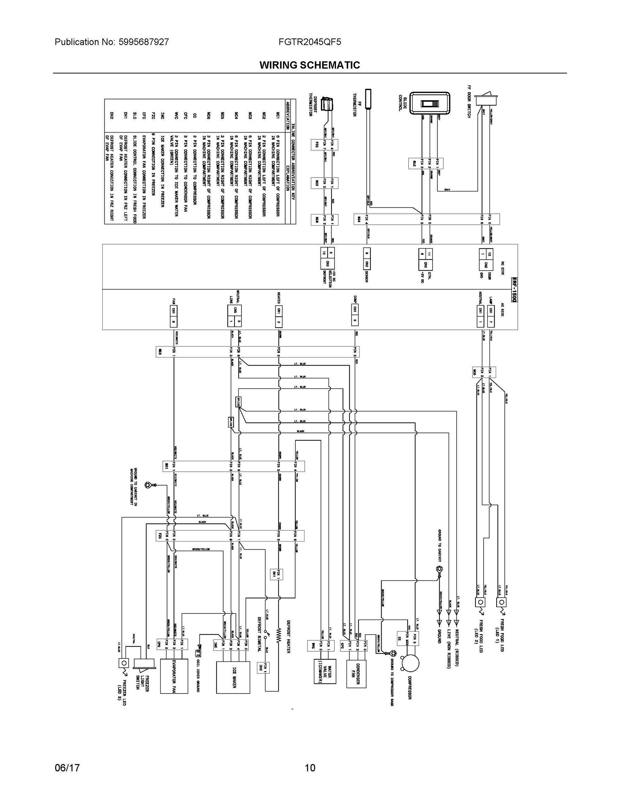 06 - WIRING SCHEMATIC Diagram and Parts List for FGTR2045QF5  Frigidaire Refrigerator